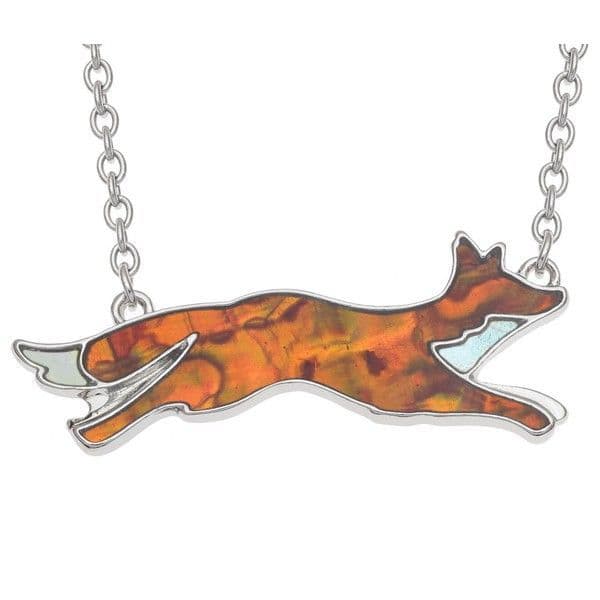 Natural Paua Shell Amber - Running Fox.