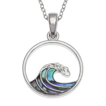 Natural Paua Shell - Crest of a Wave Necklace - 18" Chain