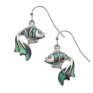 Natural Paua Shell - GoldFish Earrings