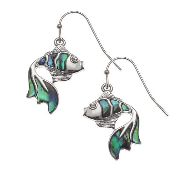 Natural Paua Shell - GoldFish Earrings.