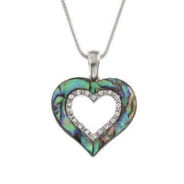 Natural Paua Shell - Love Heart Necklace - Tide Jewellery