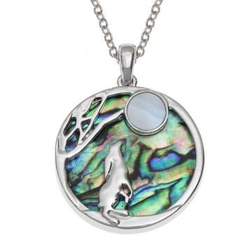 Natural Paua Shell - Moon Gazing Hare Necklace - Tide Jewellery