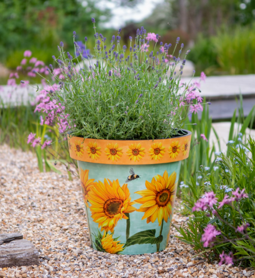 New Sunflowers & Bees - Eco Planter - Recycled Plastic - 30cm.