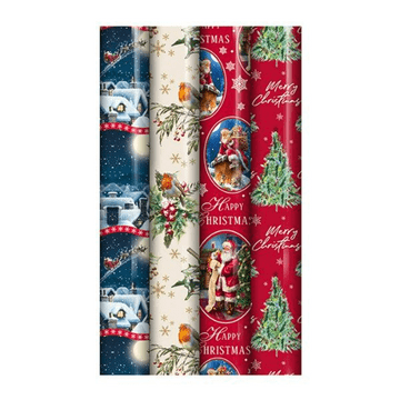 New Traditional Christmas Gift Wrapping Paper - Large 7M Roll - 4 to choose from