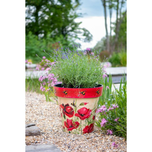 New Water colour Poppies & Bee - Eco Planter - Recycled Plastic - 30cm,
