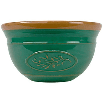 Olive Branch - Recycled Plastic Garden Bowl Planter - Forest Green with Brown Rim - 30cm