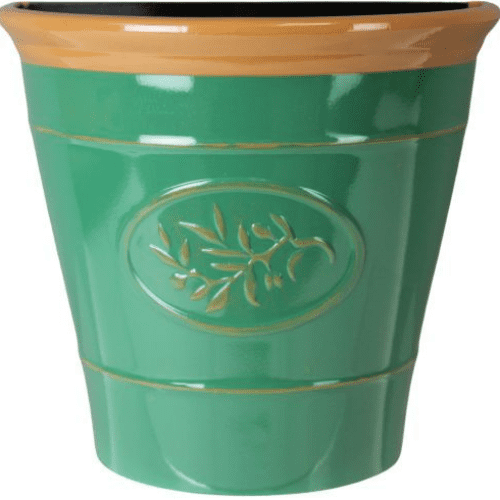 Olive Branch Wall Planter 25cm - Forest Green with Brown Rim -  Made From 100% recycled Plastic.