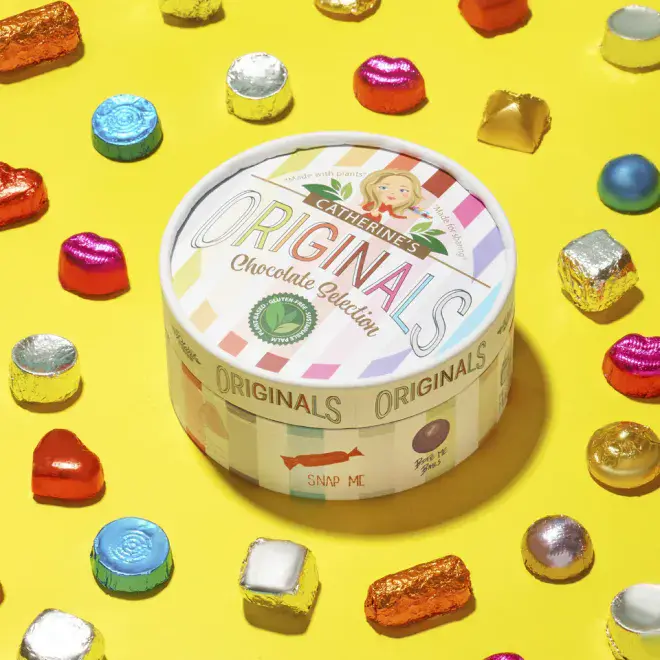 Originals - Box of UK Made Vegan Chocolates - Approx 31 Choclates in 9 varities per tub..