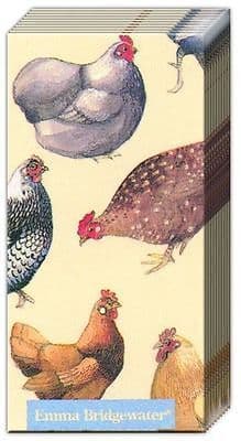 Pack of 10 Quality 4ply Paper Pocket Tissues - Emma Bridgewater - Chickens