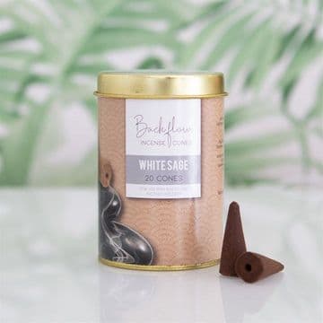 Pack of 20 Large BlackFlow Incense Cones - White Sage -(waterfall effect Scented cones)