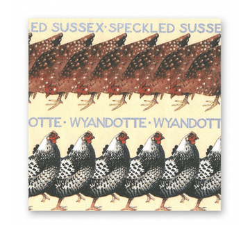 Pack of 20 Quality Paper Napkins - Emma Bridgewater - Pure Breed Chickens