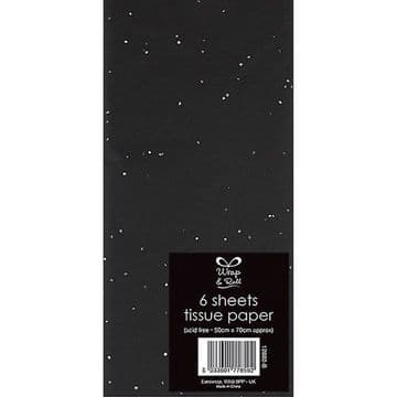 Pack of 6 Glitter Tissue Paper - Black