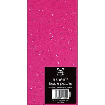 Pack of 6 Glitter Tissue Paper - Red (3)