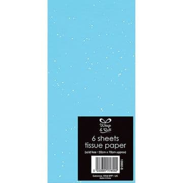 Pack of 6 Glitter Tissue Paper - Turquoise