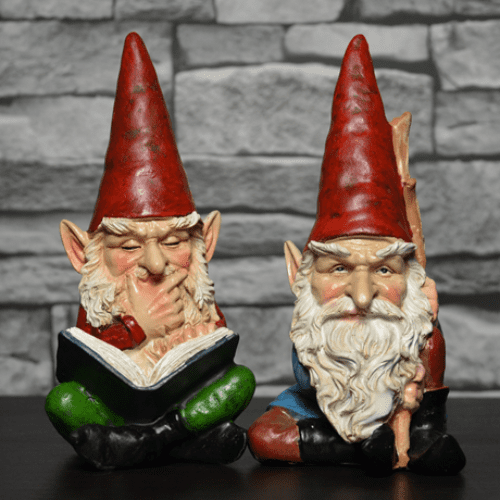 Pair of Ceramic Gnomes - 15cm tall.