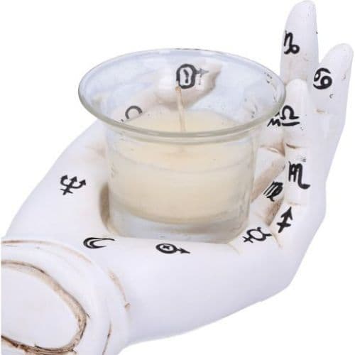 Palmist's Prediction White Chiromancy Hand Candle Holder.