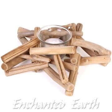 Pentagram Driftwood Candle Holder