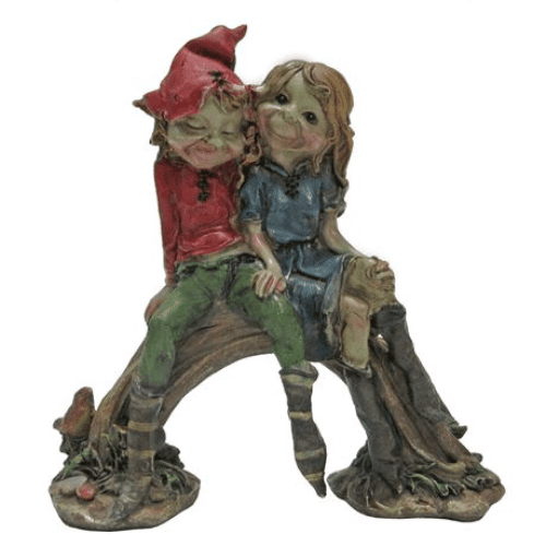 Pixie Couple on a Bridge - 12.5cm.