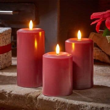 PRE ORDER - 13cm - Faux Flame - Pillar Candle - Red
