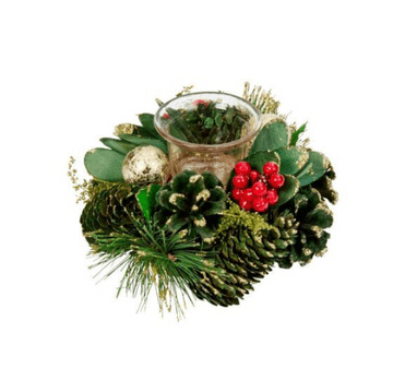 PRE ORDER - Bauble Pine Christmas Candle Holder - 15cm