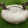 Large Mushroom Bird Bath with bronze fairies - 58cm.
