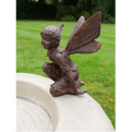 Large Mushroom Bird Bath with bronze fairies - 58cm.