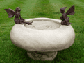 Large Mushroom Bird Bath with bronze fairies - 58cm.