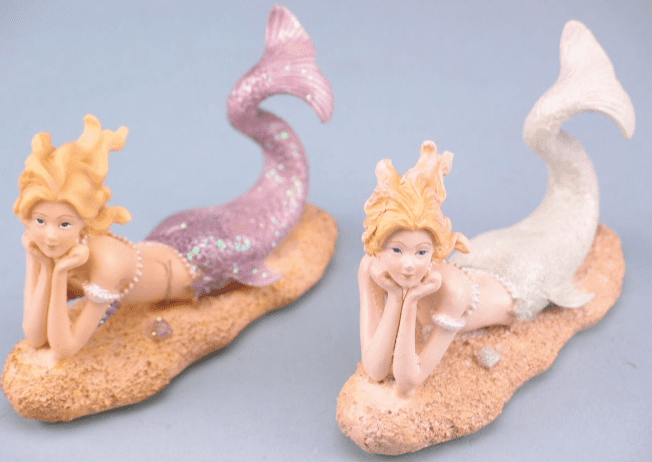 Pretty Lying Mermaid On Sand - 10.5cm Long.