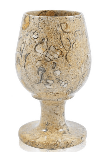 Real Fossilstone - Polished Wine Goblet - Wiccan Challace - 10cm