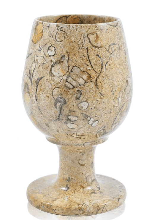 Real Fossilstone Polished Wine Goblet