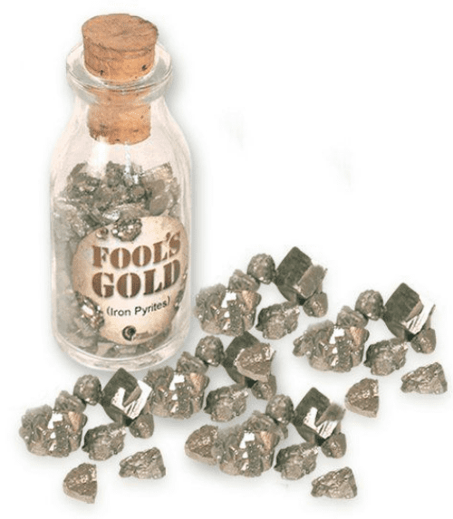 Real Pyrite in a bottle Bottle - Fools Gold - 7cm.