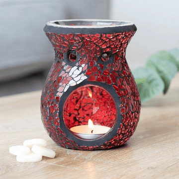 Red Crackle Glass Oil Burner