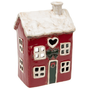 Red Love heart Cottage -   Ceramic Tea light House   20cm-