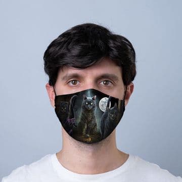 Reusable Face Covering - Lisa Parker Witches Cats - Double Layered Face Mask