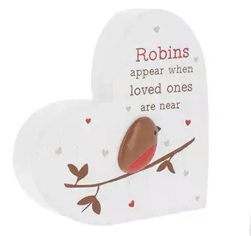 Robins Appear Standing Heart - 14cm