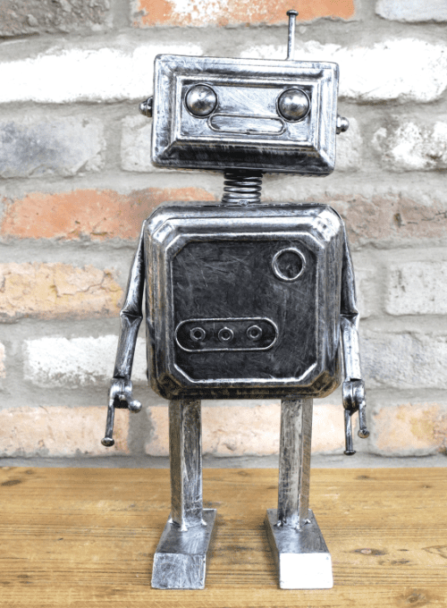 Sam - Silver Metal Robot - 44cm.