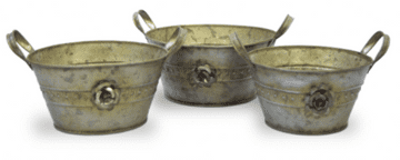 Rose Collection - Zinc Planter Bowls - 3 sizes to choose from