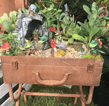Rustic Troll Suitcase Garden