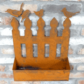 Rusty Bird & Fence wall planter - 50cm.
