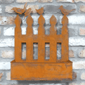 Rusty Bird & Fence wall planter - 50cm.