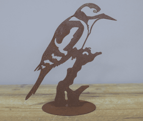 Rusty Metal Woodpecker - 20cm Tall.