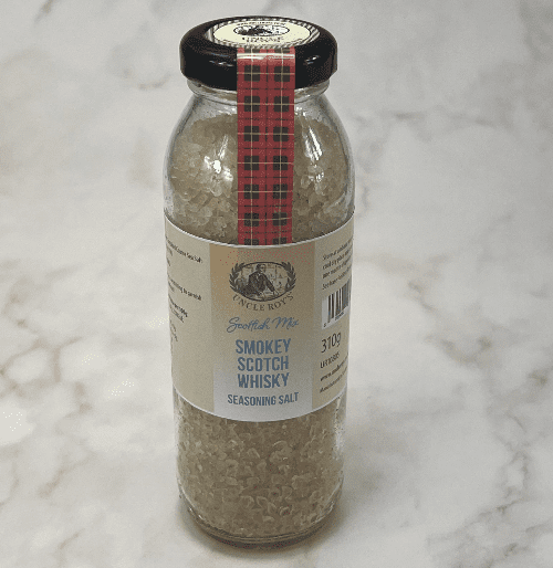 Scottish Seasoning - Smokey Scotch Whisky Salt - Real smoked Scotch Whisky Coarse Sea Salt.