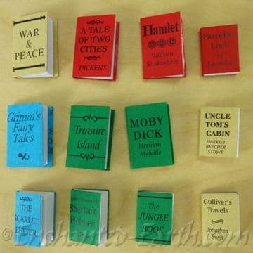 Set of 12 Hand made Miniature Paper Back Books