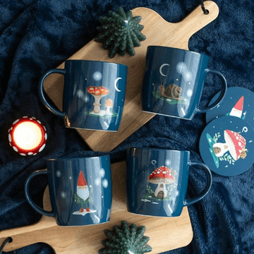 Set of 4 Winter Forest mug set