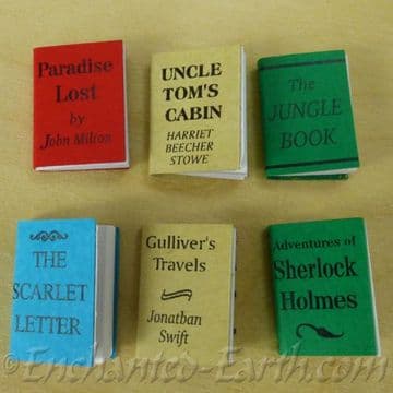 Set of 6 Hand made Miniature Paper Back Books