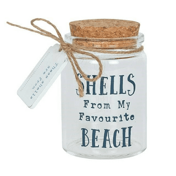 Shells from ymy favorite beach - Glass Bottle