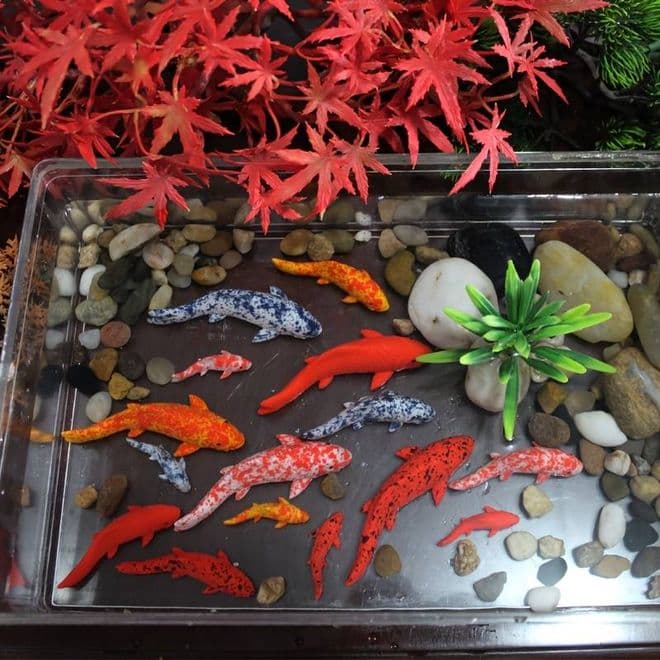 Small Resin Pond Fish - Red & Black Kio Carp.