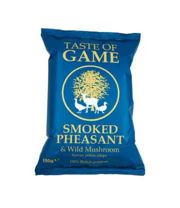 Smoked Pheasant and Wild Mushroom Potato Crisps - UK Grown & Made - Vegan Crisps - 150g Large Bag