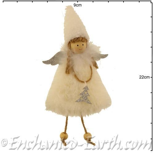 Soft Fairy Holding a silver Tree- Handmade - super soft - 20cm.
