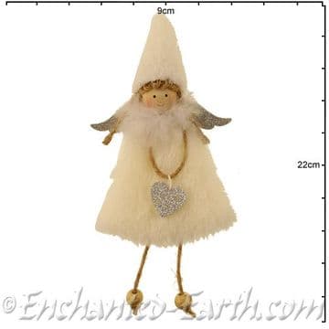 Soft Fairy holding a Sparkly Heart- Handmade - super soft - 20cm